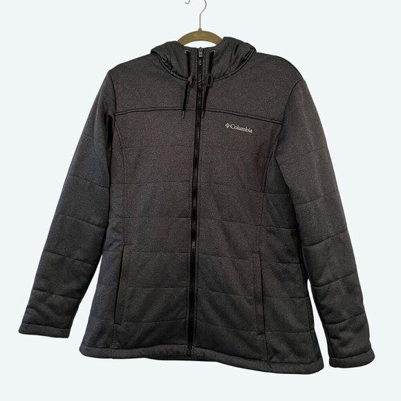 Columbia Women's Quilted Hooded Jacket Size Large‎ Gray Full Zipper Pockets - Picture 1 of 10
